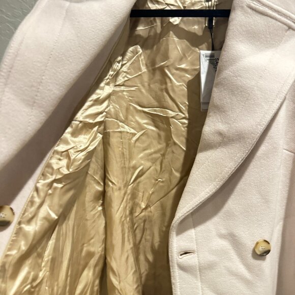 REISS Petite‎ Relaxed Wool Blend Mid Length Neutral Belted Coat Size 12 NWT - Picture 8 of 14